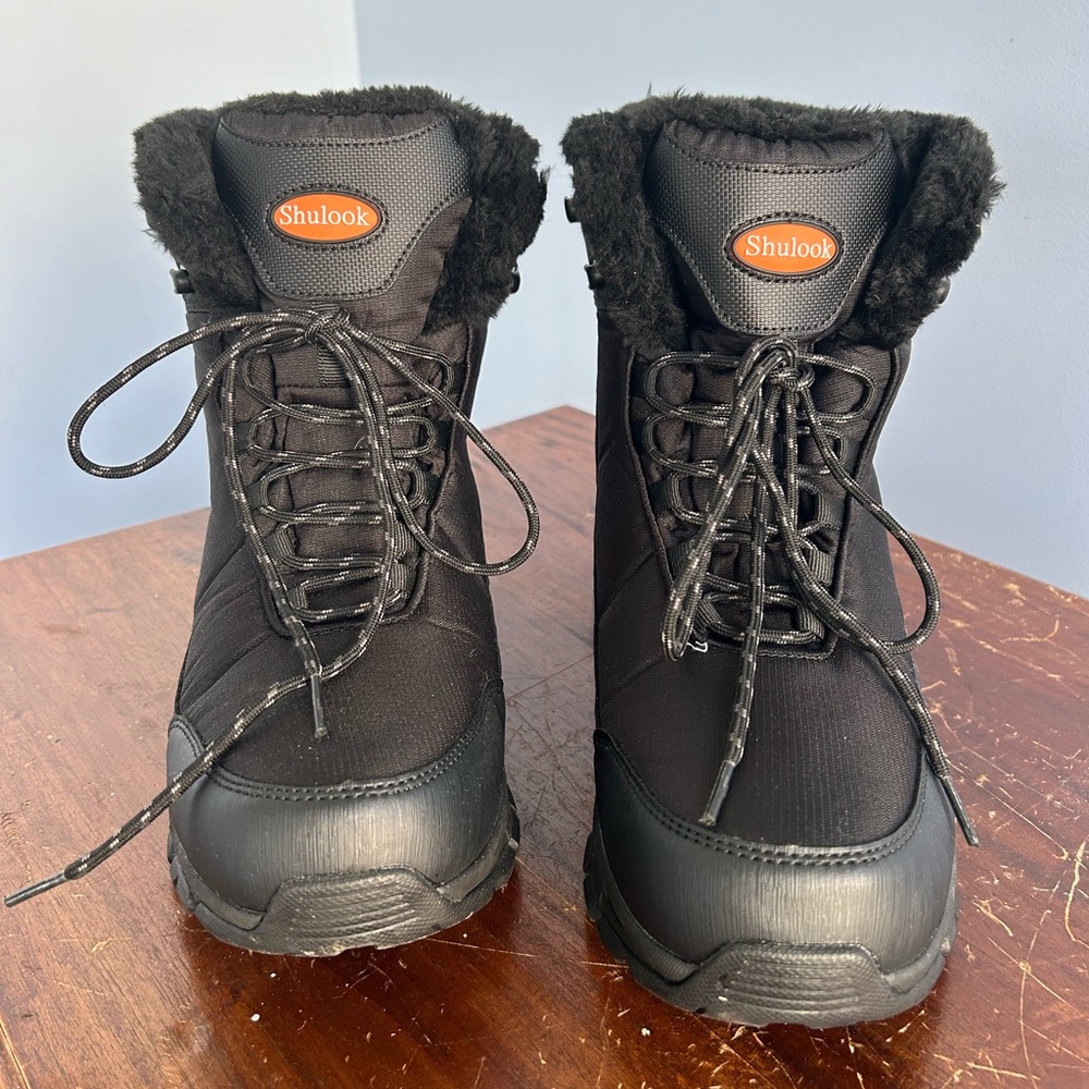 SHULOOK Men's Snow Boots Waterproof Warm Fur Lined Winter Hiking Boot Non-slip